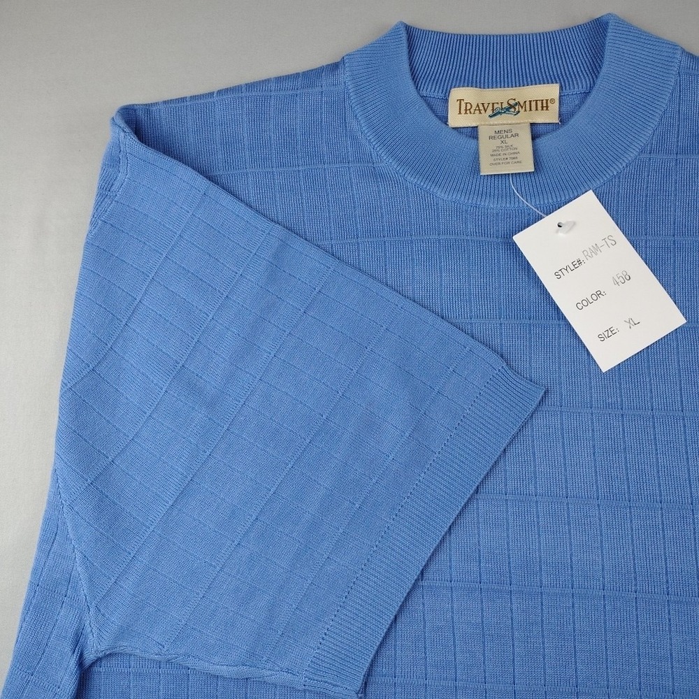Travelsmith Silk Cotton Lightweight Sweater Mens XL Blue Quiet Luxury NWT